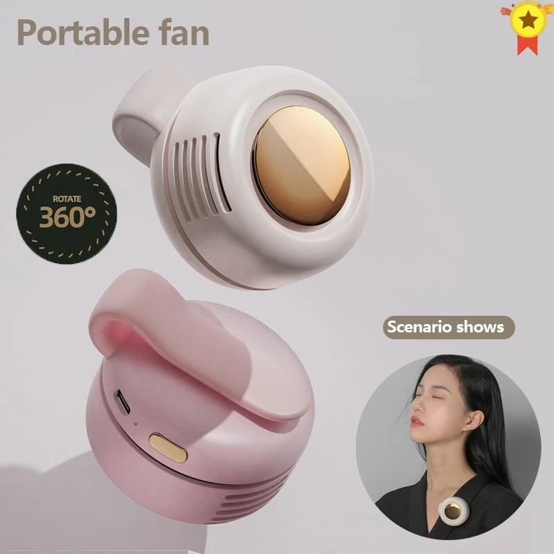 Mini Clip Fan Hanging Waist Neck Fan Girl Electric Air Cooling Fan 900mah USB Leafless Fan 3 Speeds For Outdoor Camping Fishing ™