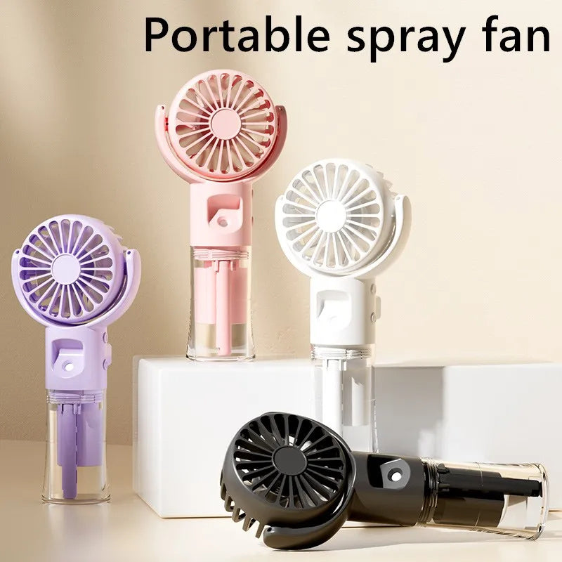 Portable Handheld Spray Fan 4-Speed Water Spray Mist Fan Summer Cooling Artifact USB Charging Summer Supplies Outdoor Mini Fan ™