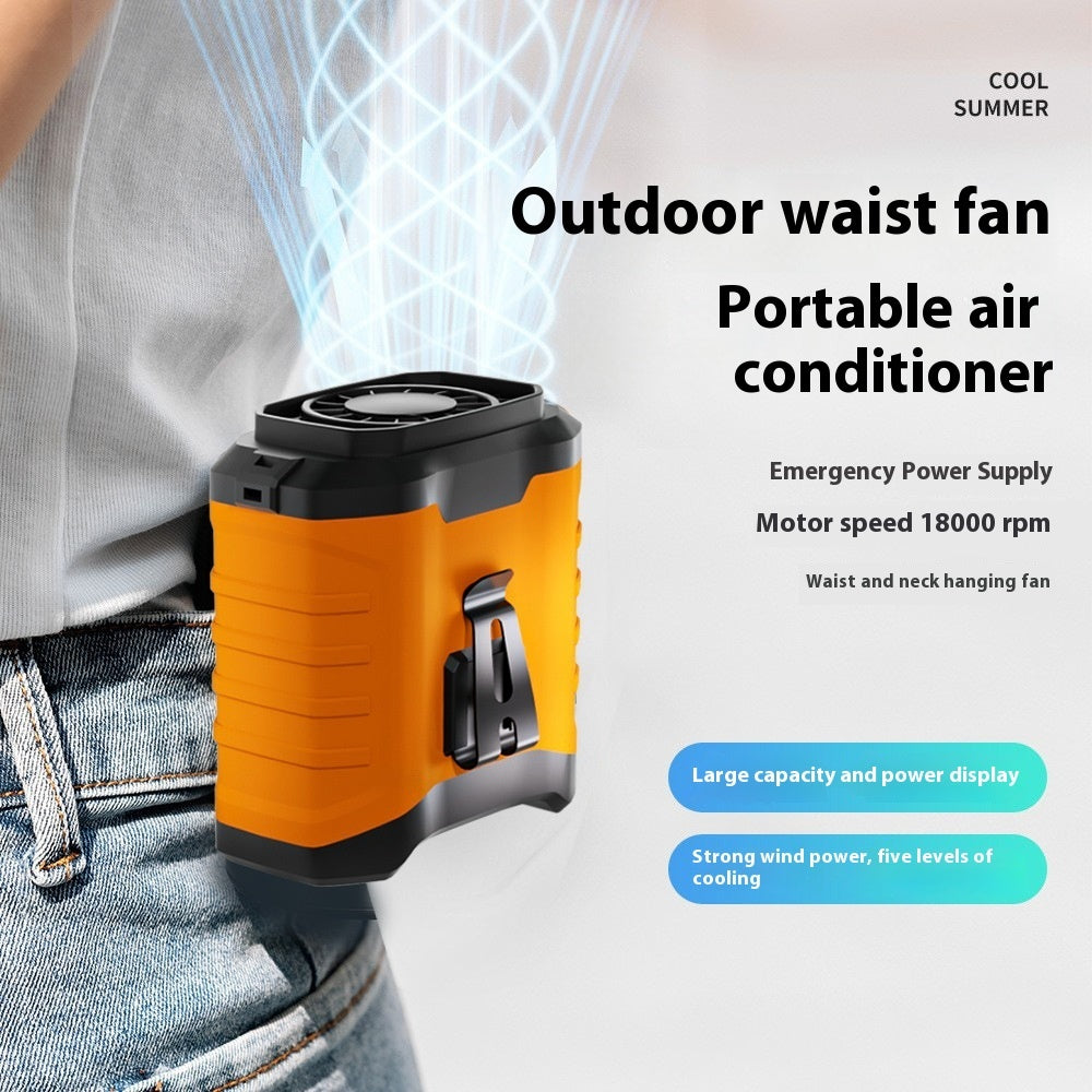 Waist Clip Fan with LED Display and Light Rechargeable Portable Hand-Free Fan for Belt Neck Desk Outdoor Power Bank™