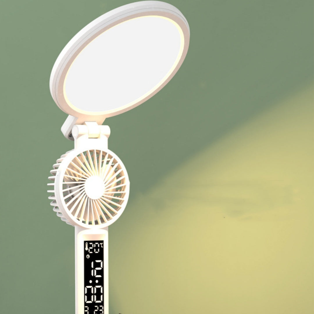 LED Clock Table Lamp USB Chargeable Dimmable Desk Lamp Plug-in LED Fan Light Foldable Eye Protection Reading Night Light™