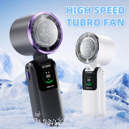 New Ice Pack High-Speed Handheld Eletirc Fan Speed Adjustable Folding Mini Fan Portable Outdoor Hanging Neck Small Fan ™